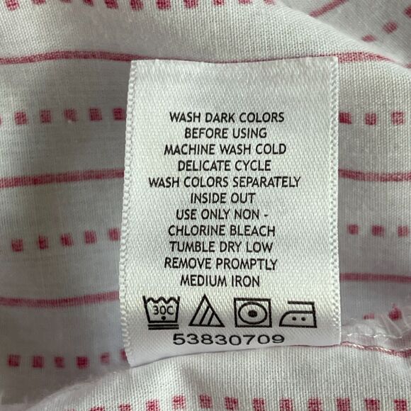 Roamans Button Up Top Women Size 38W Red/White‎ Striped Collared Long Sleeve - Picture 10 of 14